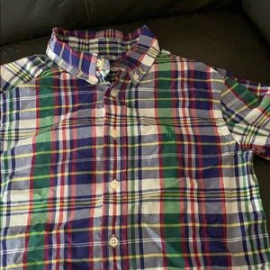 Short sleeve plaid cotton button down POLO